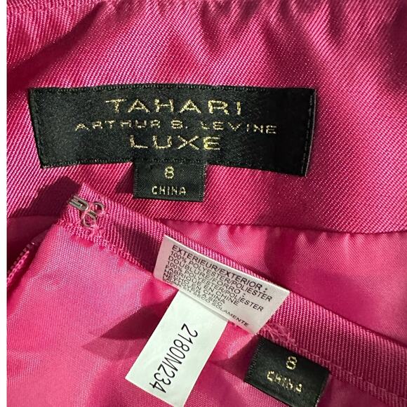 Tahari ASL Luxe 2 Piece Set Women's 8 Pink Taffeta Pencil Skirt Blazer Jacket - Picture 5 of 7
